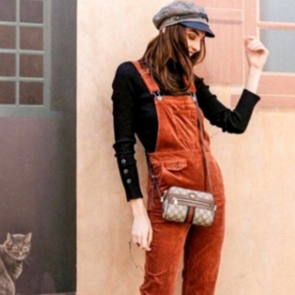 Anthropologie Corduroy Pilcro Rust Colored Overalls
